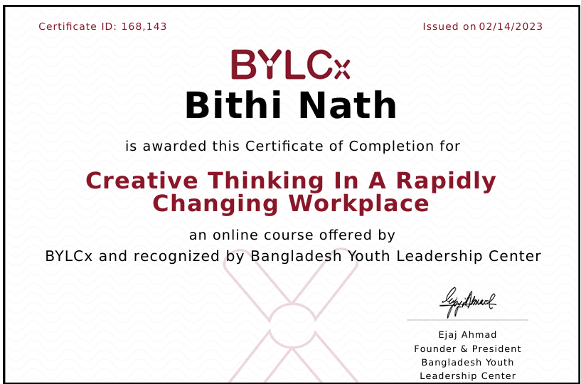 Transforming Teams certificate